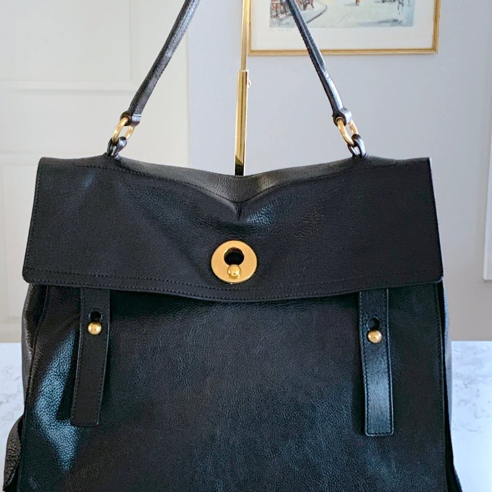 Yves Saint Laurent YSL Muse 2 Black Leather Handbag Shoulder Bag